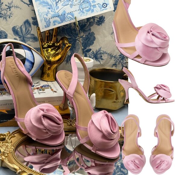 🆕 TED BAKER LONDON 🧿 NWOB ARIA ROSE Pink Floral Applique Sandal Sz 6.5 / 37